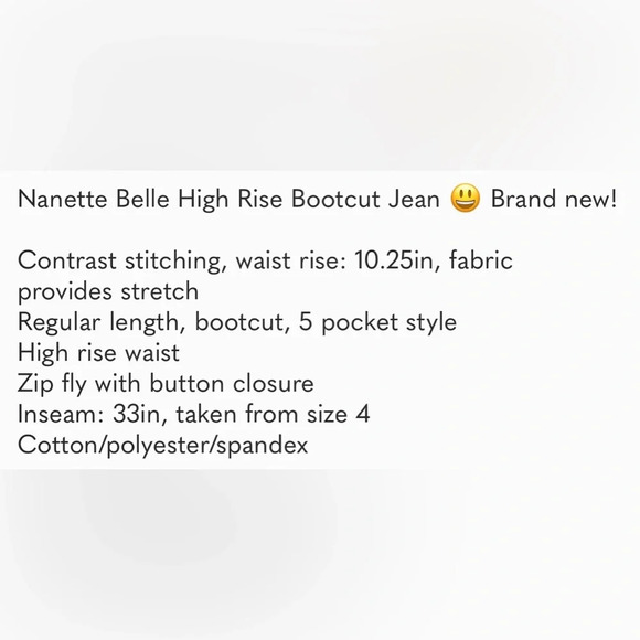 Nanette Lepore Belle High Rise Bootcut Jean NEW 16 - Picture 6 of 12